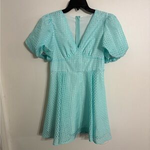 White and Aqua Dress Size Medium New without tags